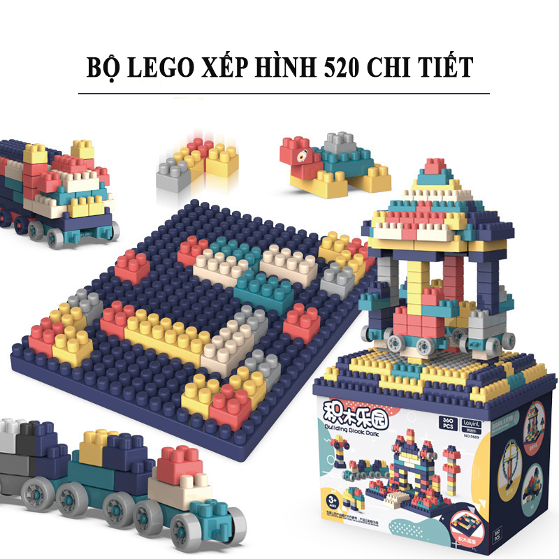 Bộ đồ chơi lắp ráp lego 520 chi tiết sáng tạo thông minh cho bé.