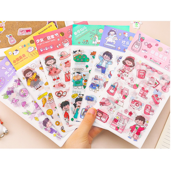 Sét sticker 4 tấm em bé nhiều màu