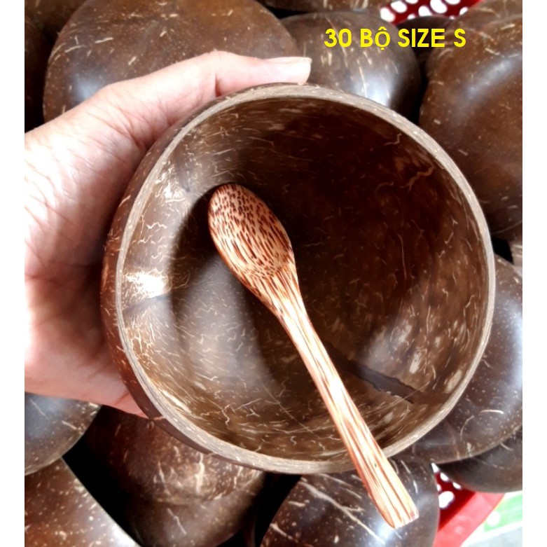 SET BÁT GÁO DỪA & THÌA MUỖNG GỖ YESCOCO XƯỞNG SX