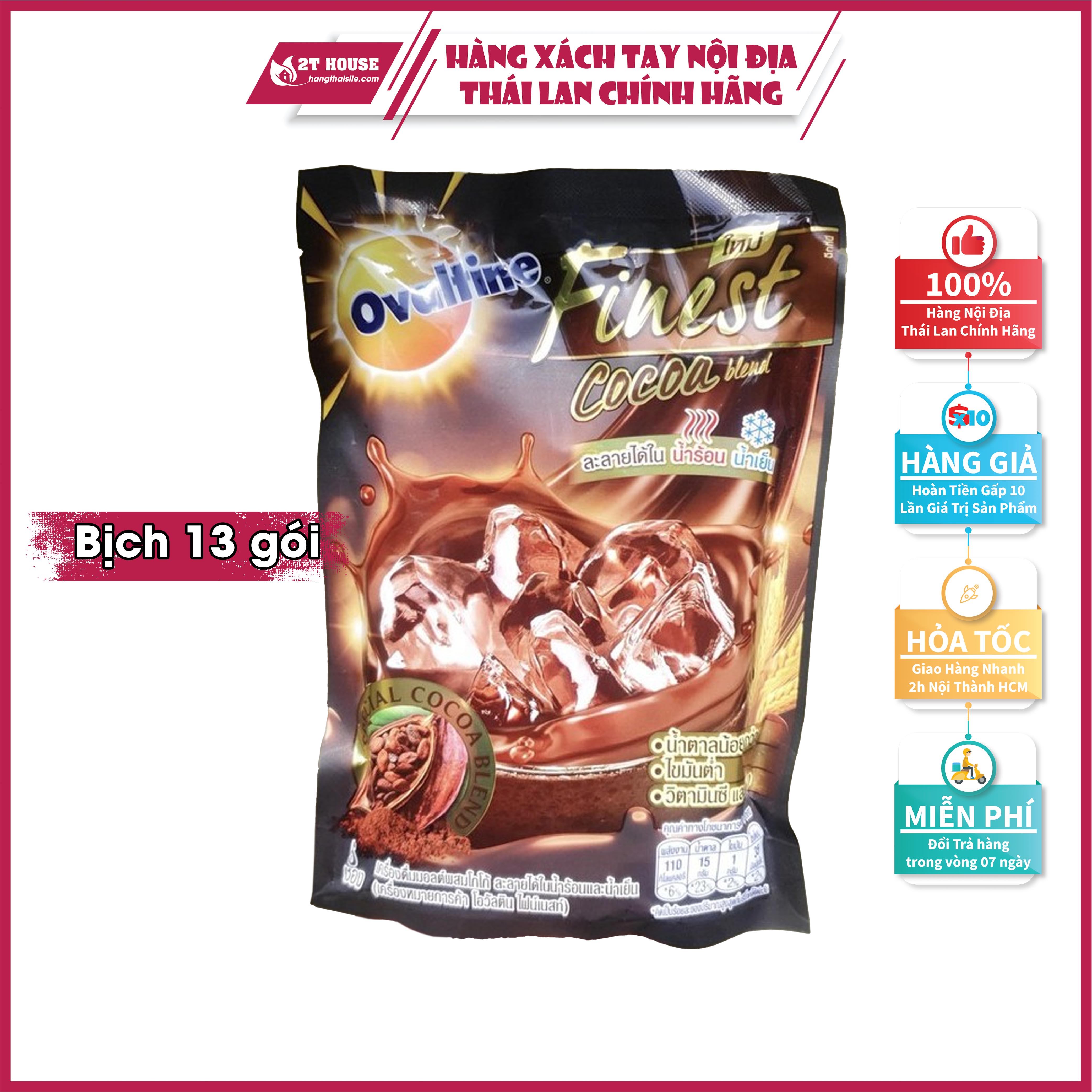 Bột cacao lúa mạch/sữa cacao gói đậm đặc Finest CoCoa Blend Ovaltine Thái Lan bịch 13 gói 377g 2T House Shop Hàng Thái Lan Nội Địa Chính Hãng