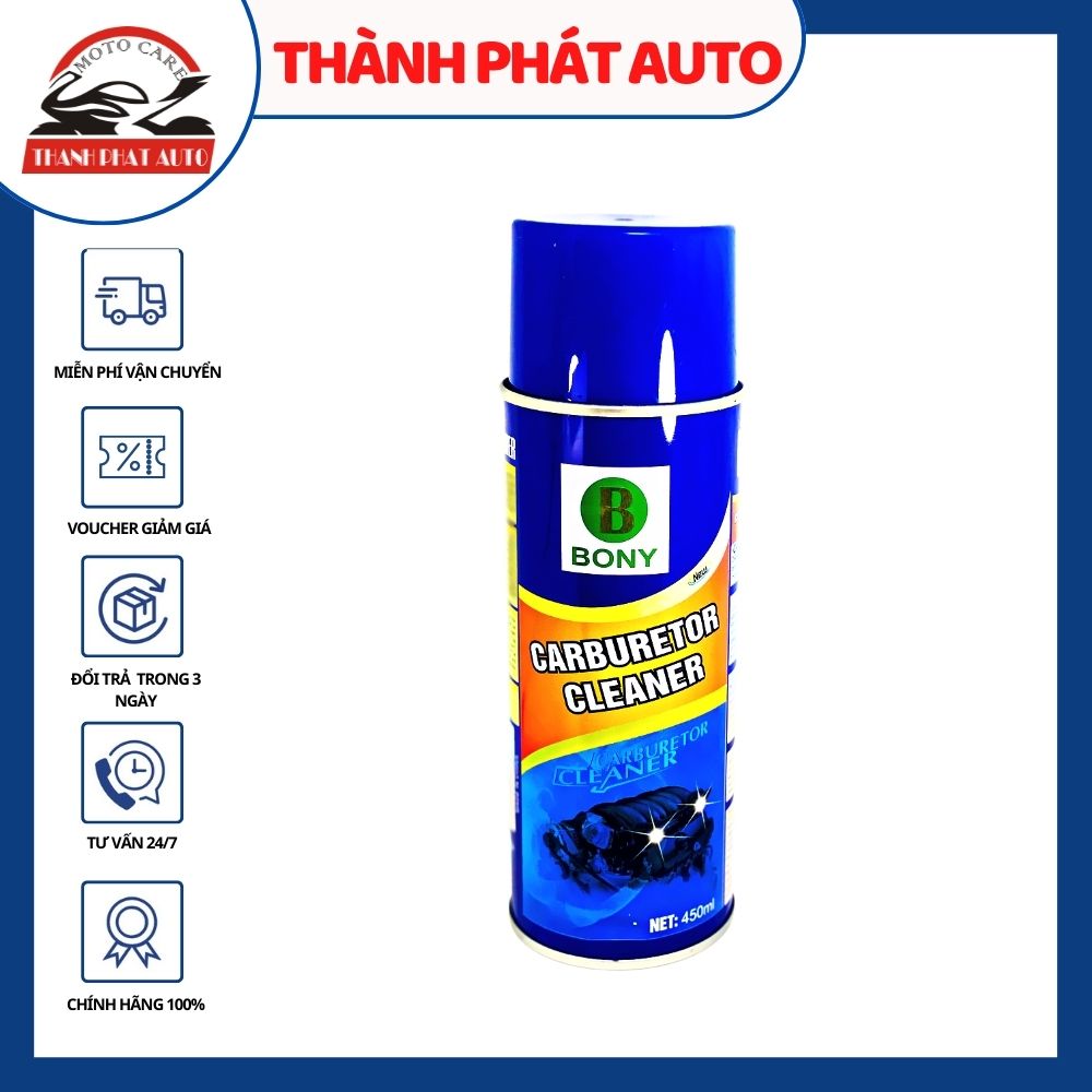 Nước tẩy rửa Chế hòa khí, bình xăng con BONY CAR & CHOKE CLEANER 450ML