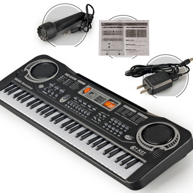Đàn piano điện tử dành cho trẻ em 61 phím đa chức năng có micro đồ chơi giáo dục âm nhạc