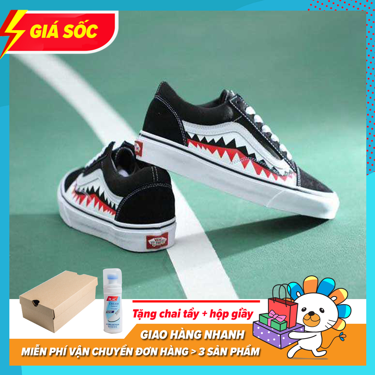 [ Xả Hàng + Tặng hộp Chuẩn ] Giày Thể Thao Sneaker Vans Cá Mập , Giày Chạy Bộ ,Giày Thể Thao Rẻ ,Giày Unisex