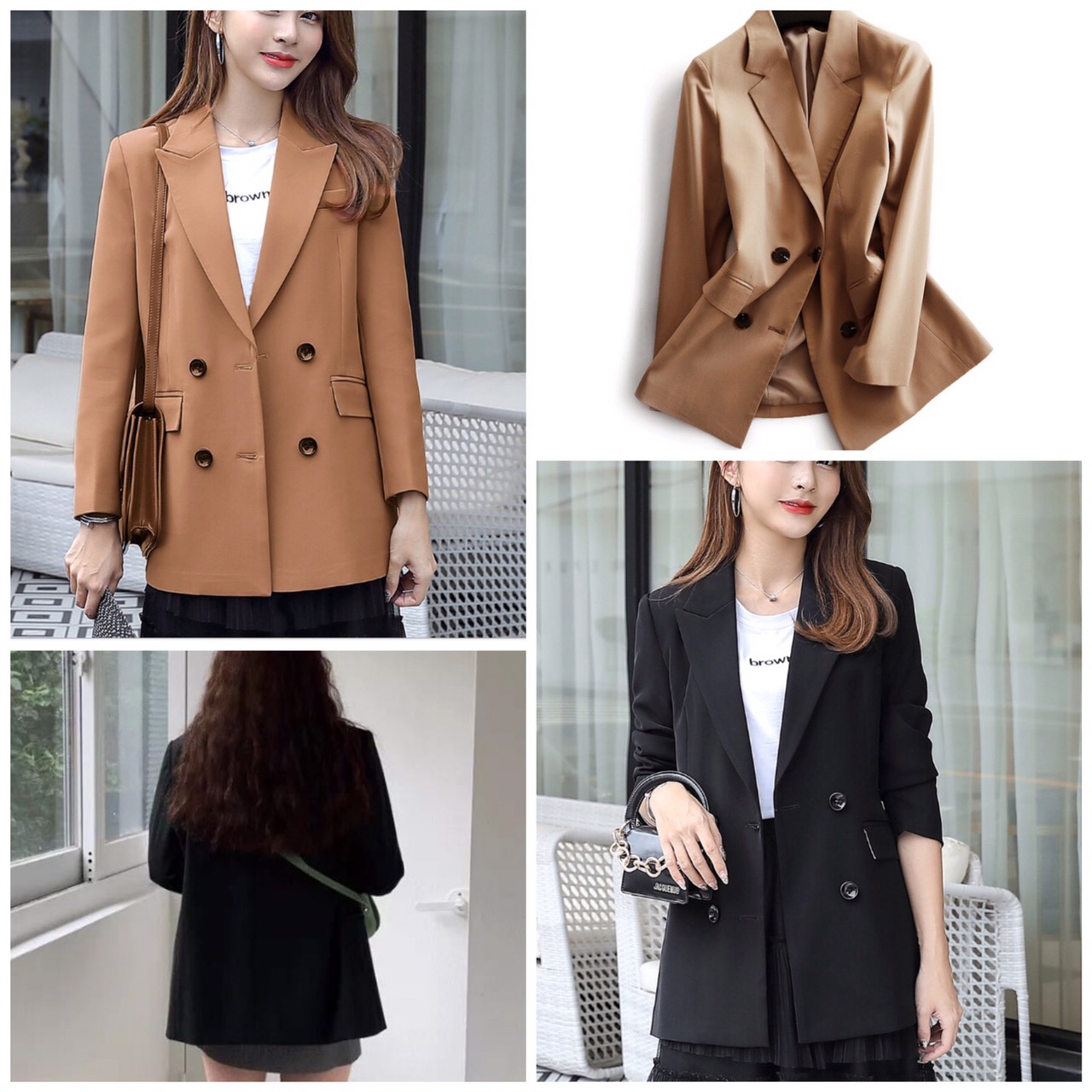 Áo blazer hàn quốc 2 lớp túi nắp
