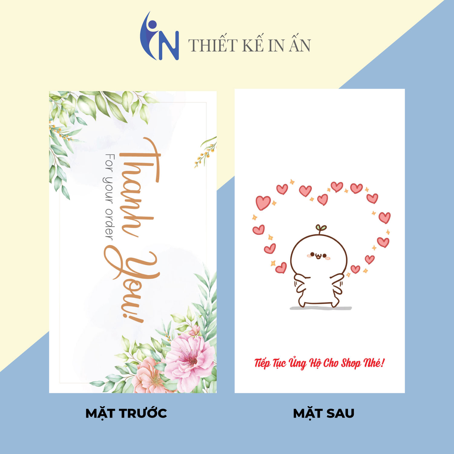 [HCM]Thẻ cảm ơn thiệp cảm ơn IN GIÁ RẺ cho shop bán hàng online bìa cứng cán màng chất lượng cao - gói 100 thiệp- size 54x3cm mẫu 15