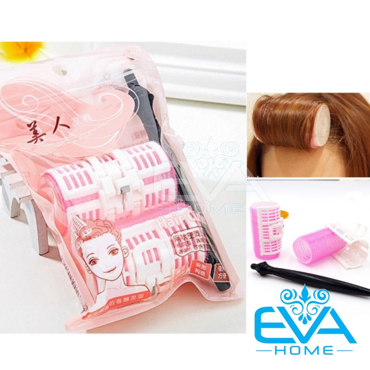 [HCM]Bộ 2 Lô Cuốn Tóc Tự Dính Nhỏ Có Kẹp Cố Định Và Tặng Kèm Cán Cây Cuốn