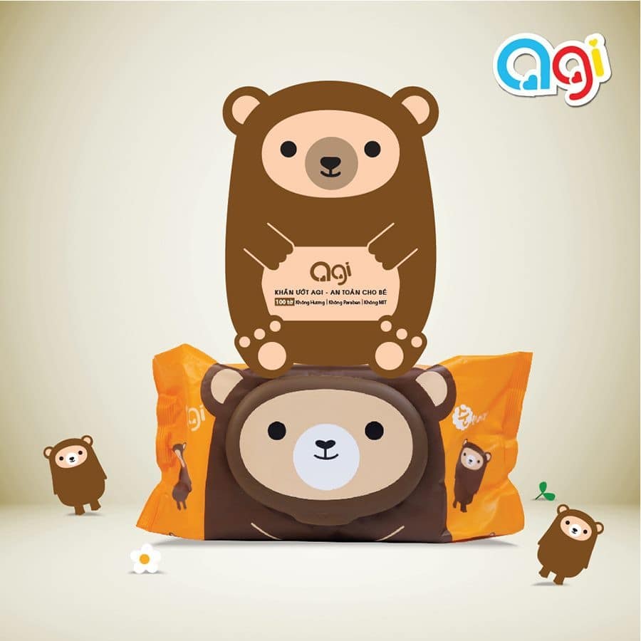 Combo 5 gói Khăn ướt Agi Hàn Quốc 100 tờ không mùi