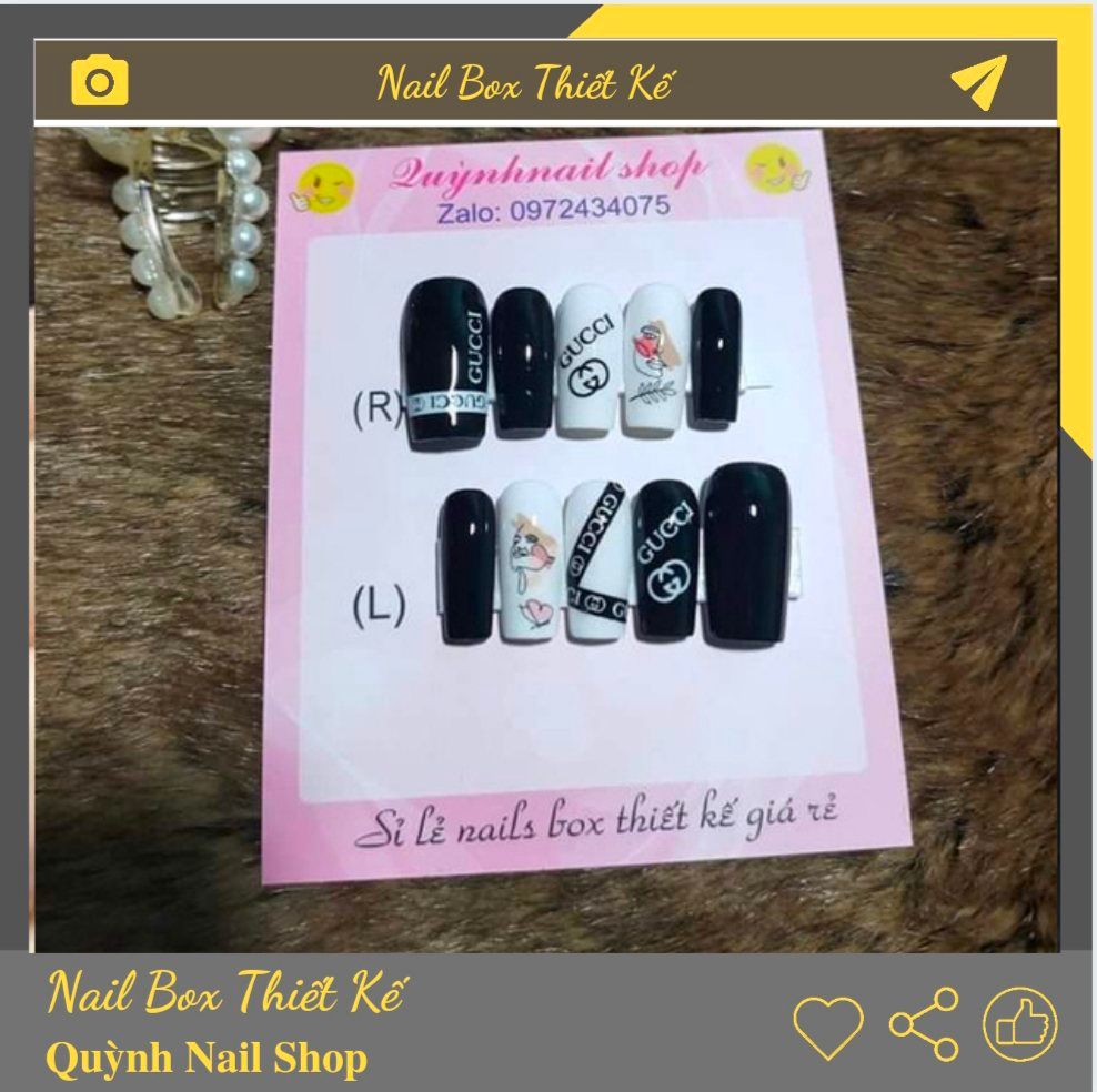 Mua 4 tặng 1 bộ] nail box thiết kế -móng úp thiết kế giá rẻ . tặng kèm keo dán và dũa móng .khách đặt gửi số đo cho dhop làm theo sz của khách