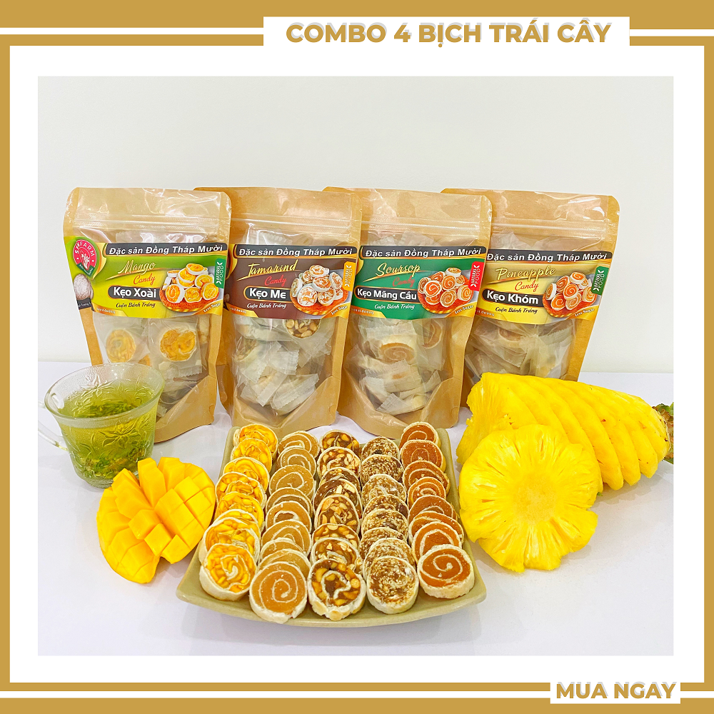 COMBO 4 bịch kẹo trái cây cuộn Senfarm các vị 250g