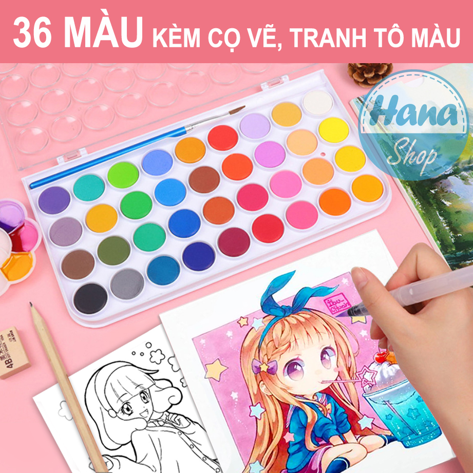 Bộ màu nước Giorgione 48, 36, 24 màu kèm cọ vẽ, và tranh tô màu nước