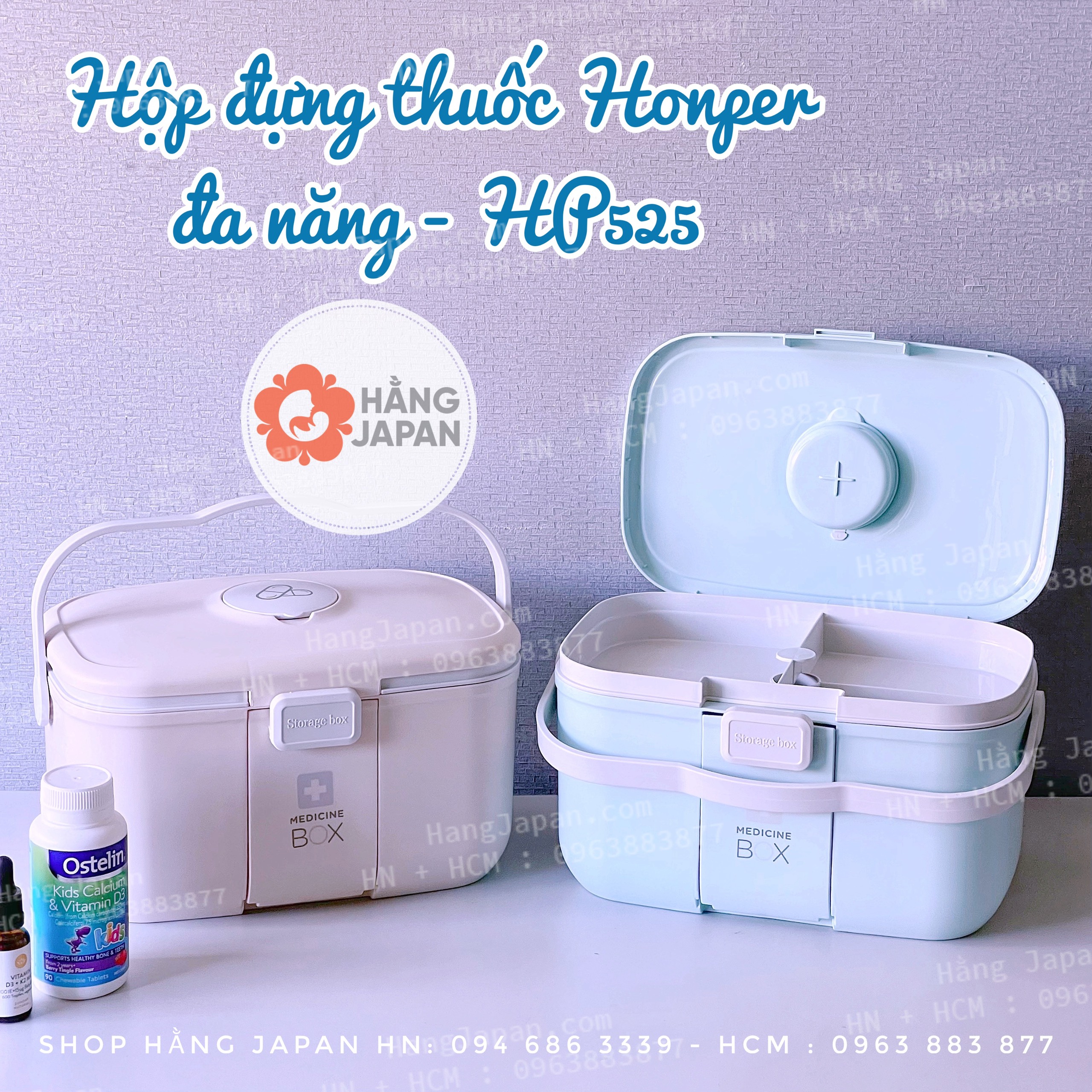 Hộp đựng thuốc, dụng cụ y tết Honper - HP525 đa năng tiện ích hàng chính hãng