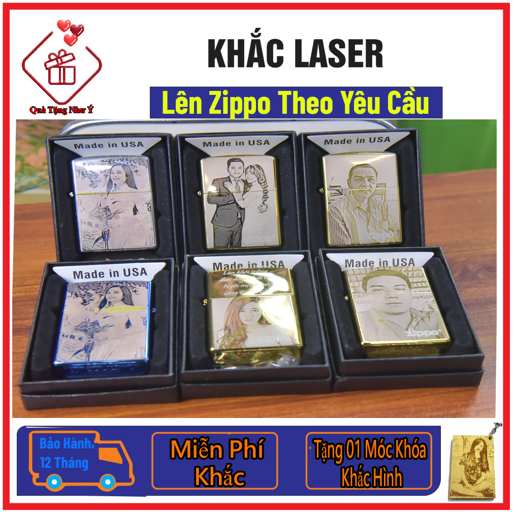 Zippo khắc hình zippo khắc tên theo yêu cầu - quà tặng như ý