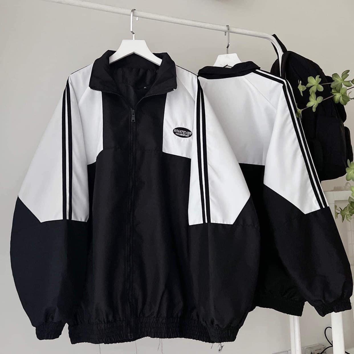 Áo khoác dù 2 lớp form rộng nam nữ unisex thêu WHATEVER, Áo khoác dù form rộng nam nữ 2 lớp dày dặn