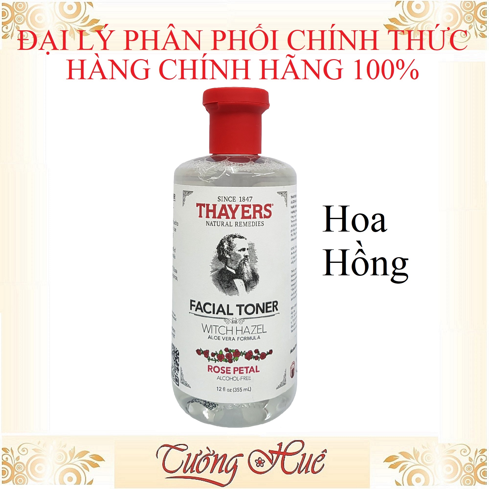 Nước hoa hồng thayers witch hazel alcohol free toner rose petal - 355ml