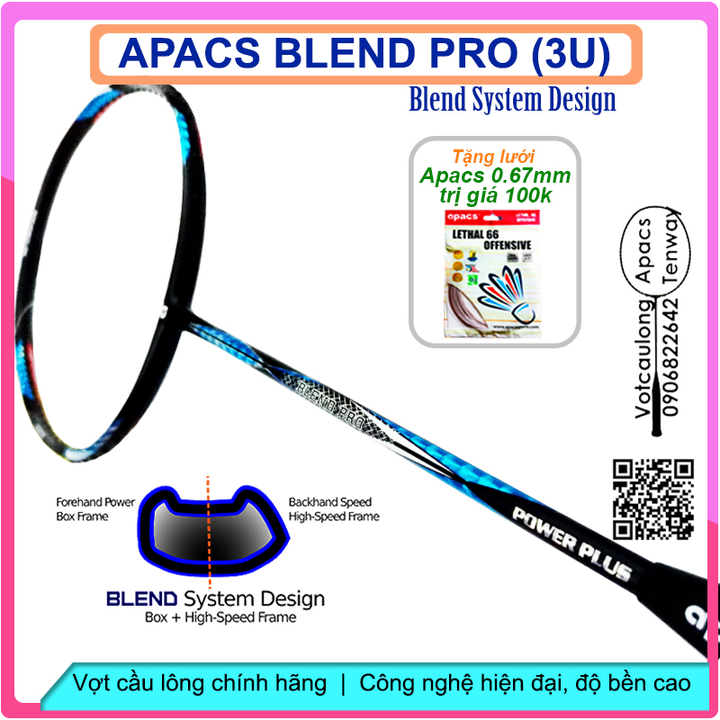TangLuoi_Vợt cầu lông Apacs Blend Pro – Power Plus 3U - Công thủ toàn diện cho tuyển thủ