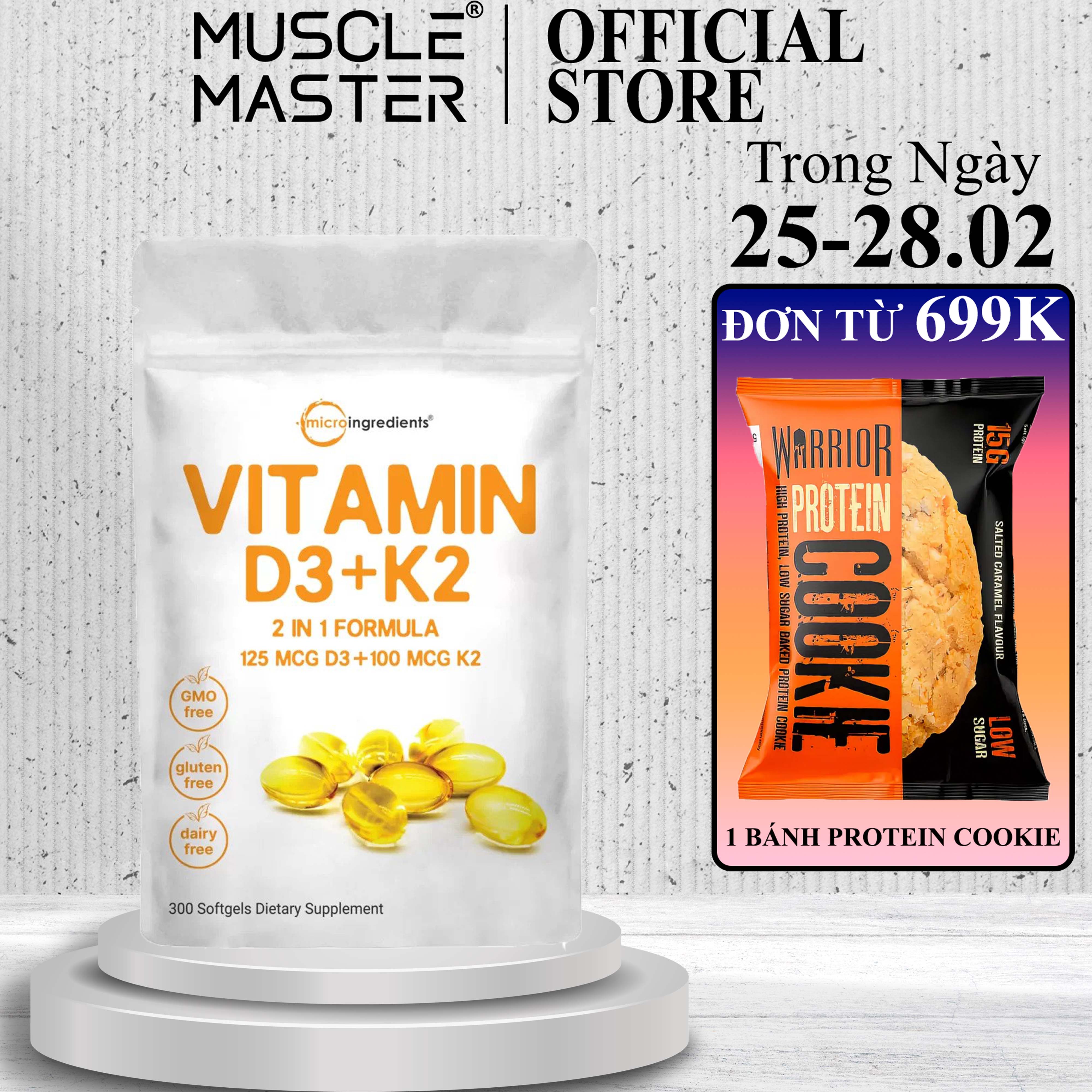 [HCM]Thực Phẩm Bổ Sung Micro Ingredients Vitamin D3 + K2 300 Viên