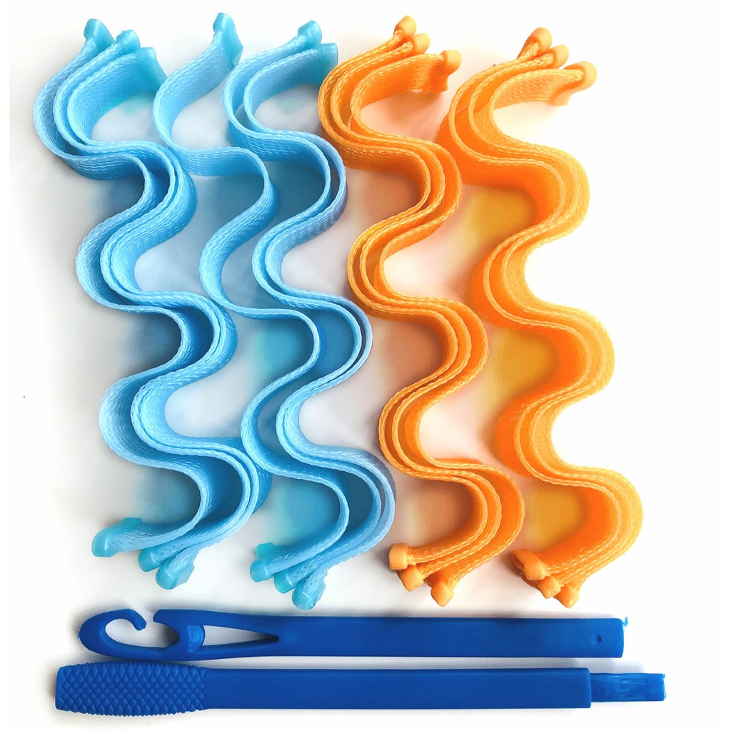 Lô uốn tóc xoăn gợn sóng Retro không dùng nhiệt - Bộ 12 Ống Dài 25cm - Dụng cụ làm tóc