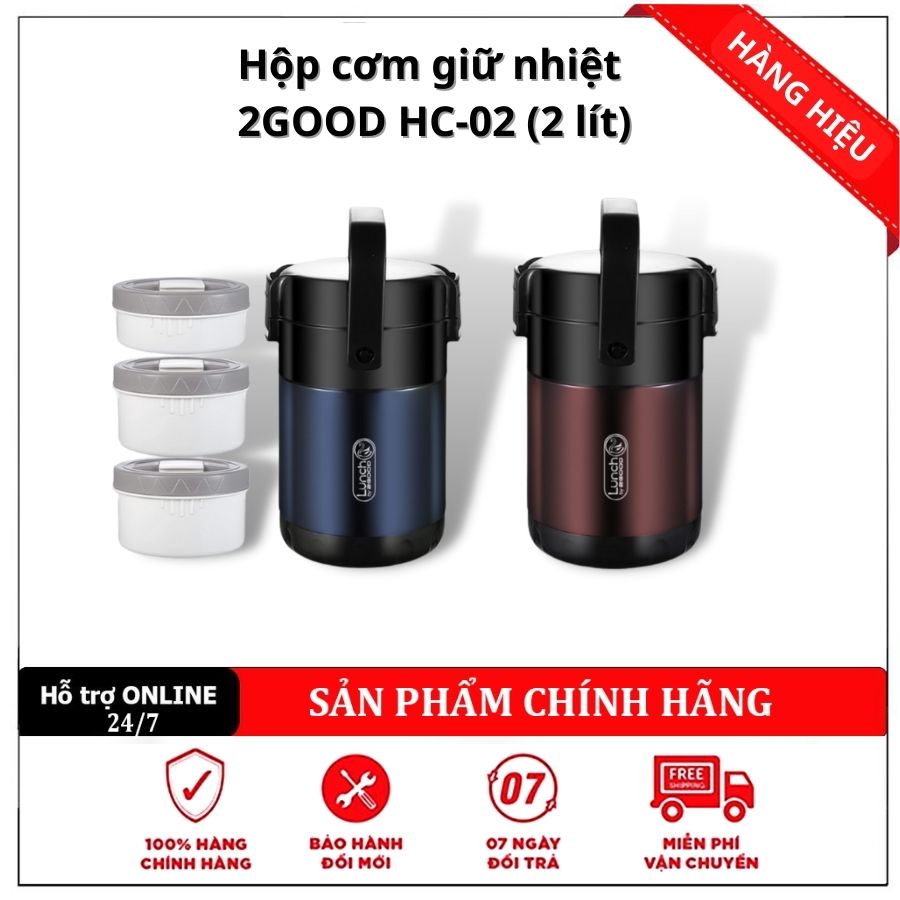 Hộp cơm giữ nhiệt, hộp đựng cơm đi làm 2good hc-02 - hàng chính hãng
