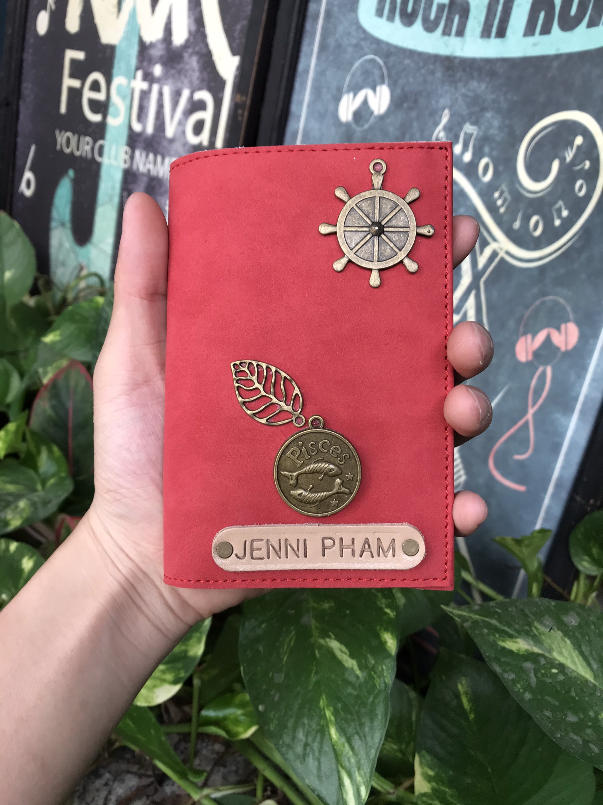 Ví đựng hộ chiếu/cover passport màu đỏ Retro