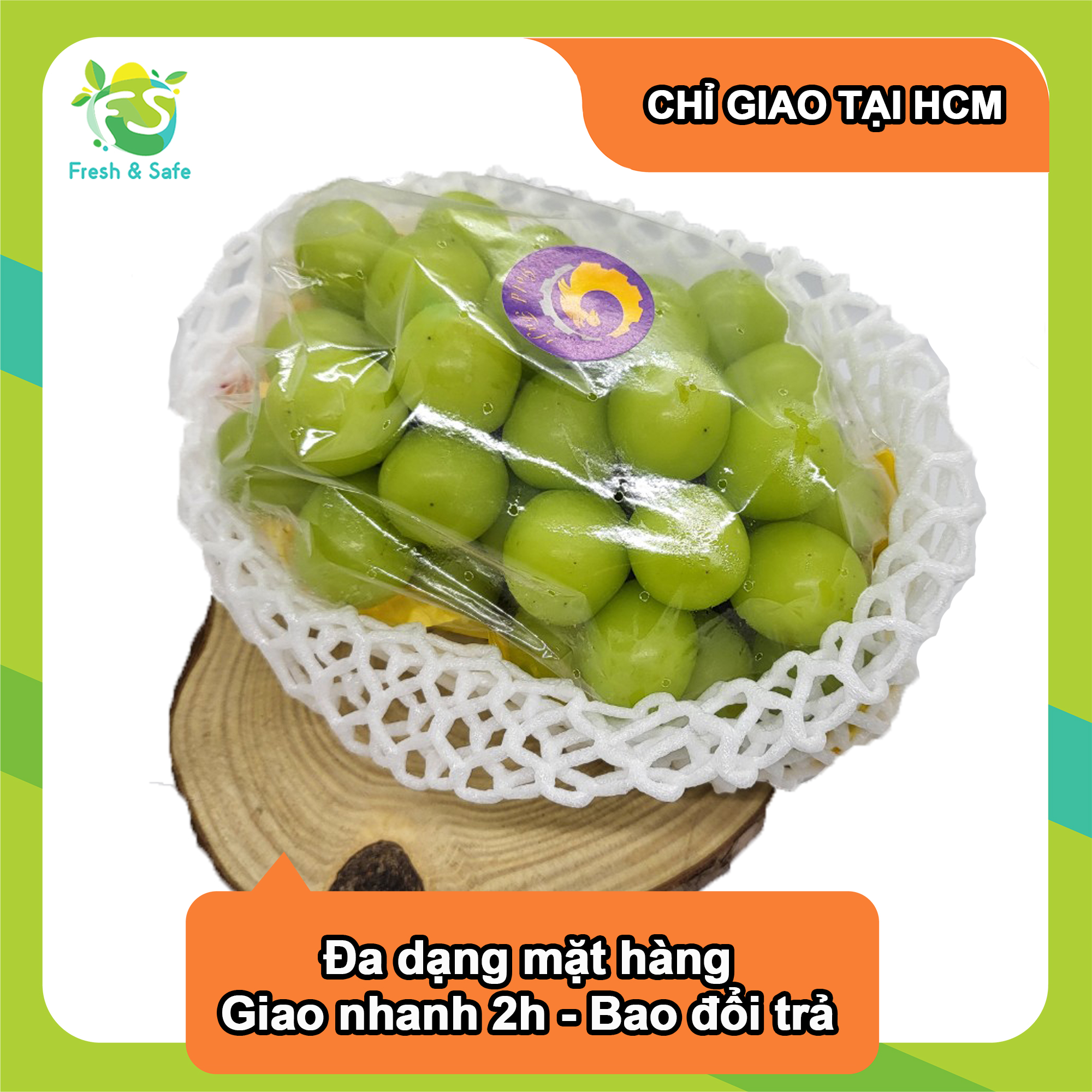 Nho xanh mẫu đơn - chùm 500gr