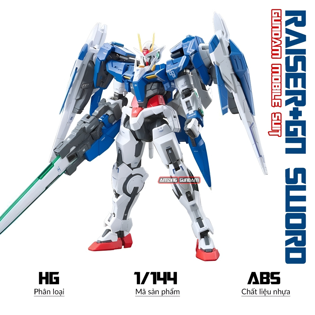 Mô hình Gundam HG 00 RaiserGN 1/144 Gunpla Xếp hình thông minh sưu tầm Mô hình nhựa