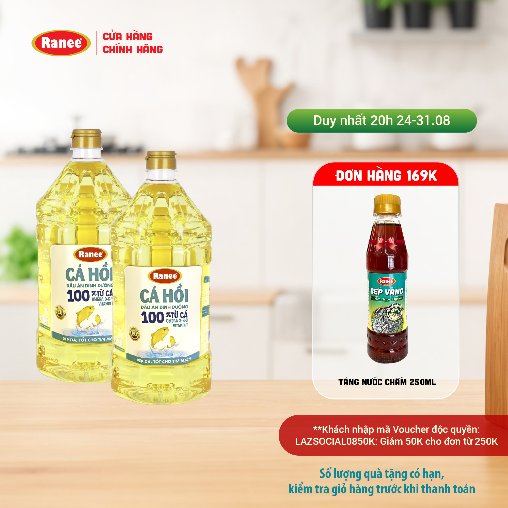 Combo 2 chai dầu ăn ranee cá hồi 2 lít