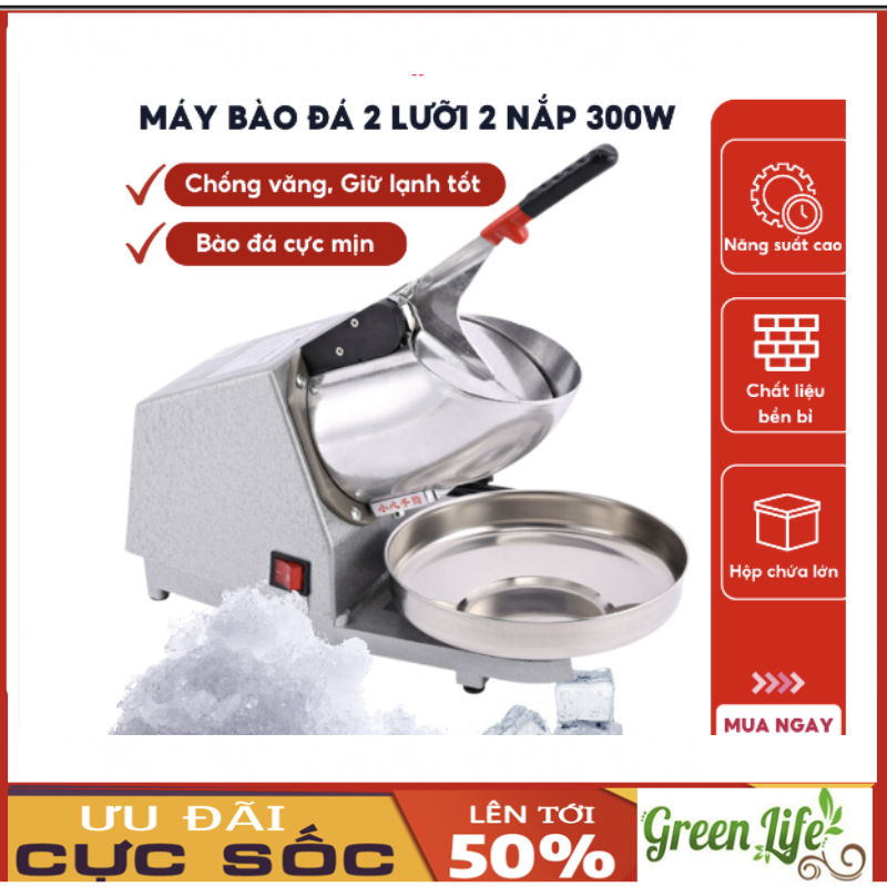 Máy bào đá 2 lưỡi ice crusher máy bào đá,xay đá tuyết 2 lưỡi dao đá dùng cho quán ca phê trà sữa,bào đá cực nhuyễn và mịn,máy chạy êm không gây ồn ào máy xay đá bào nhanh nhuyễn bảo hành toàn quốc