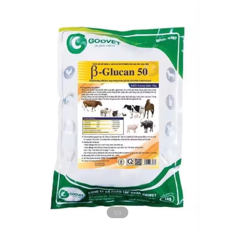 Beta glucan 50 1kg tăng khả năng miễn dịch, tăng trưởng nhanh, đề kháng tốt…cho gia súc, gia cầm, thuỷ sản.