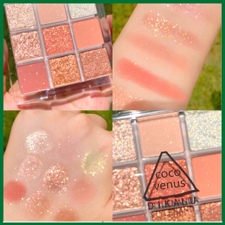 [ HOTTREND] Bảng Phấn Mắt Nhũ 9 Ô Dikalu Tông Màu Nâu Cam Vàng, mắt phấn nội địa Trung BODY CARE SHOP A14