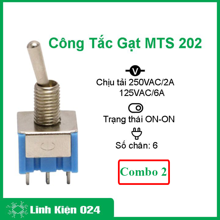 Bộ 2 công tắc gạt mts 202 2a/250v 6a/125v