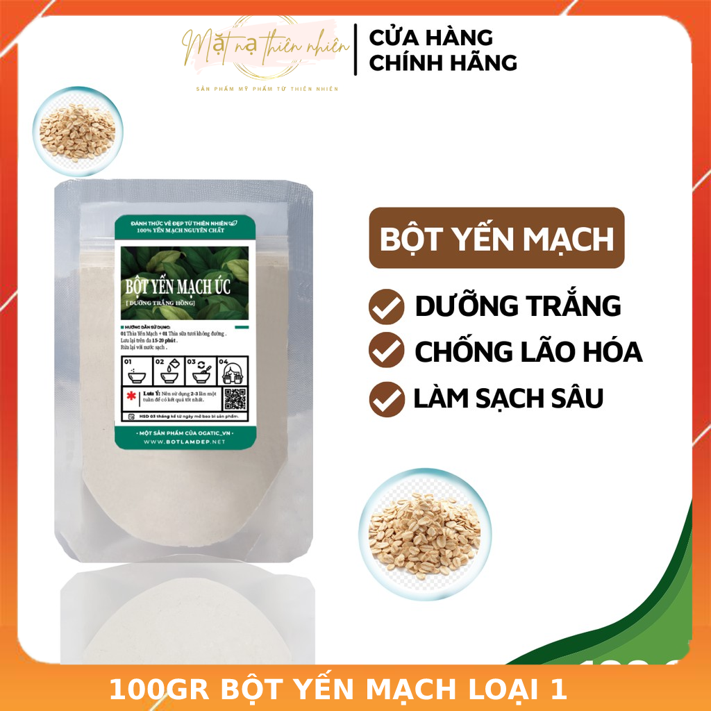 Bột yến mạch đắp mặt xay mịn nguyên chất ngăn ngừa mụn hiệu quả - Bột handmade - Matnathiennhien