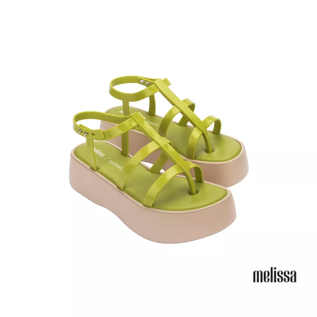 Giày sandals đế xuồng Melissa Caribe High Platform + Salinas AD - Xanh