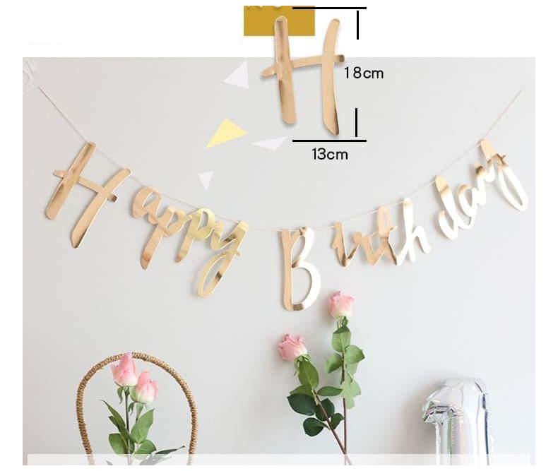 Dây treo trang trí chữ Happy Birthday ép kim