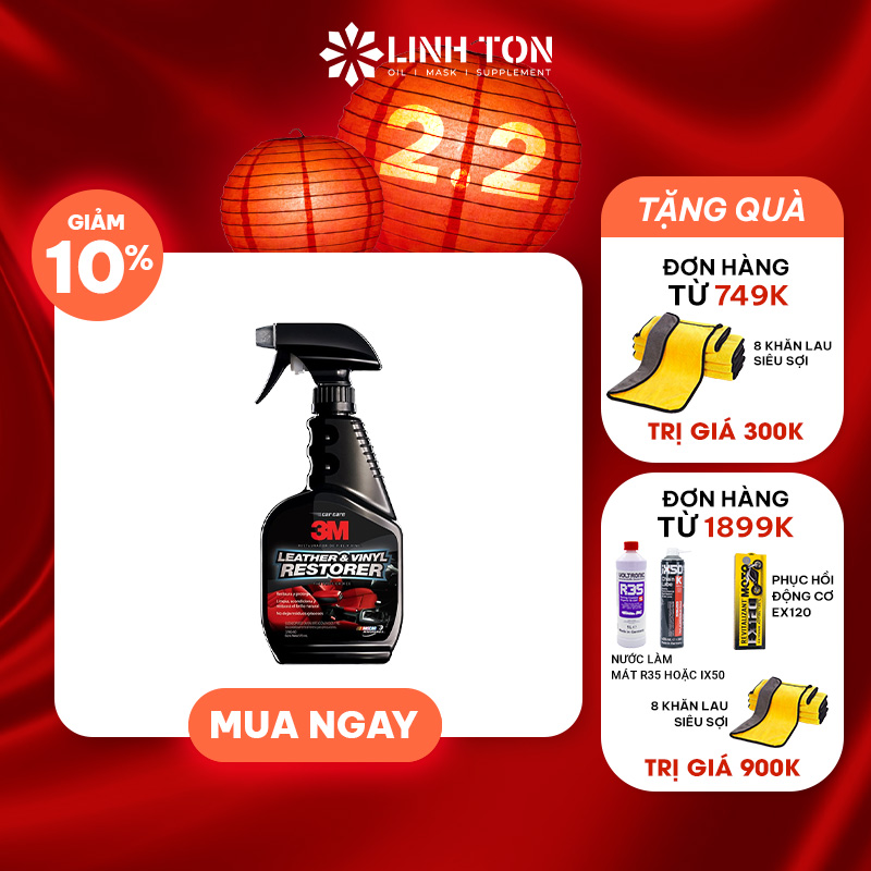 [HCM]Chai xịt bảo dưỡng da nhựa nội thất ô tô 3M Leather & Vinyl Restorer 400ml 5.0