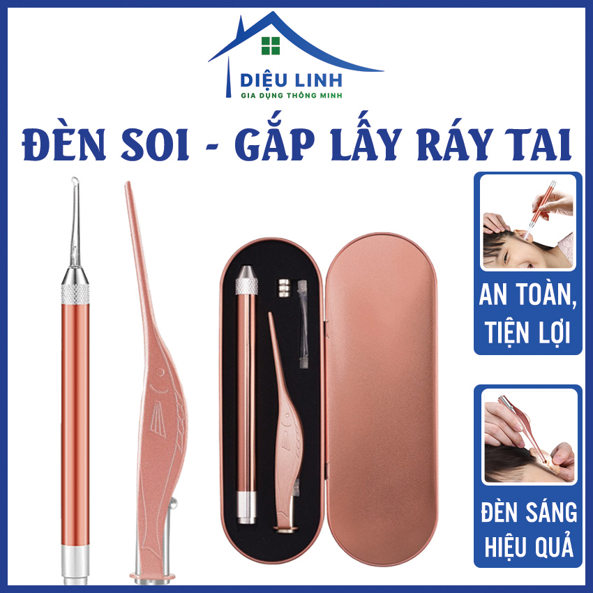 Dụng cụ lấy rái tai có đèn Lấy ráy tai, ngoáy tai có đèn cho bé Bộ dụng cụ lấy ráy tai chuyên nghiệp dieulinhshop