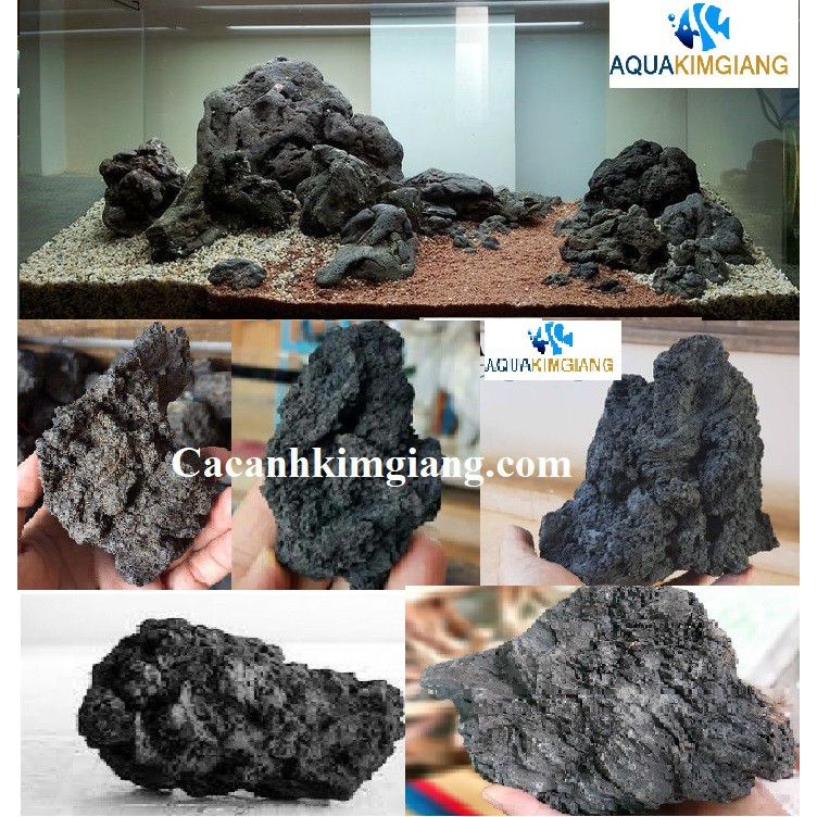 Đá đen gia lai trang trí set hồ cá , hồ thủy sinh( 1kg )
