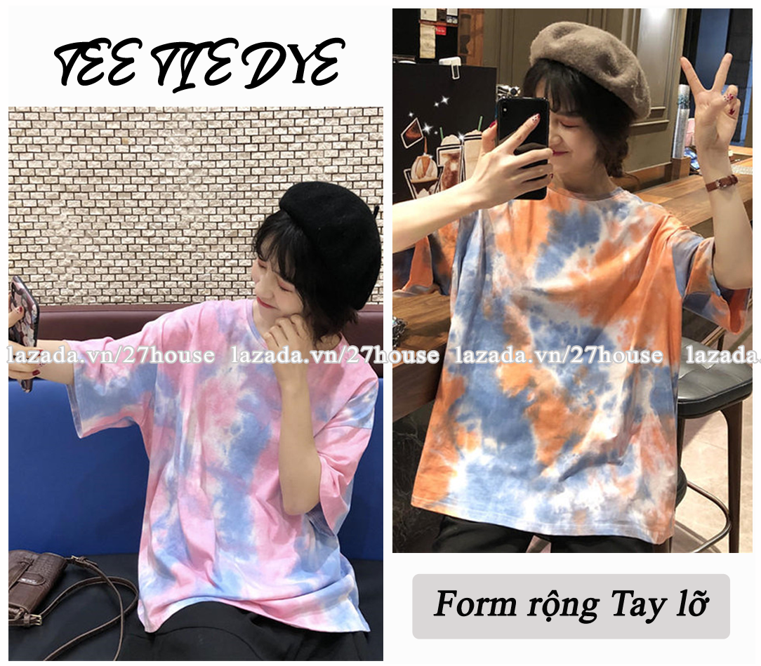 Áo thun nam nữ LOANG MÀU phom rộng tay lỡ freesize Áo phông loang