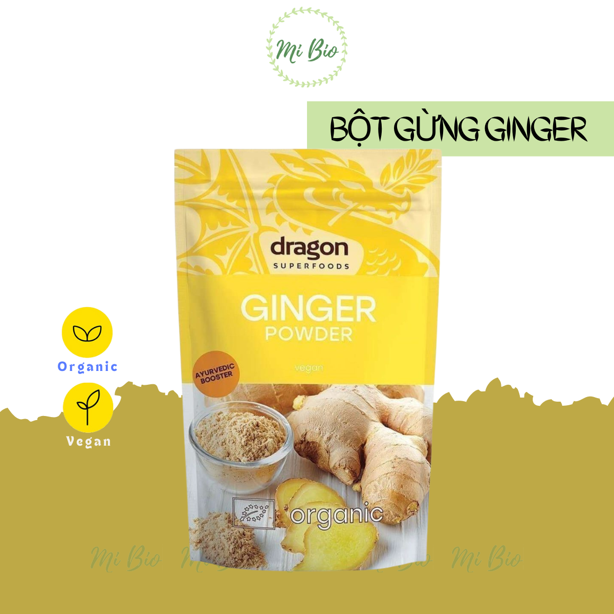Bột gừng nguyên chất hữu cơ 200gr - Dragon Superfoods