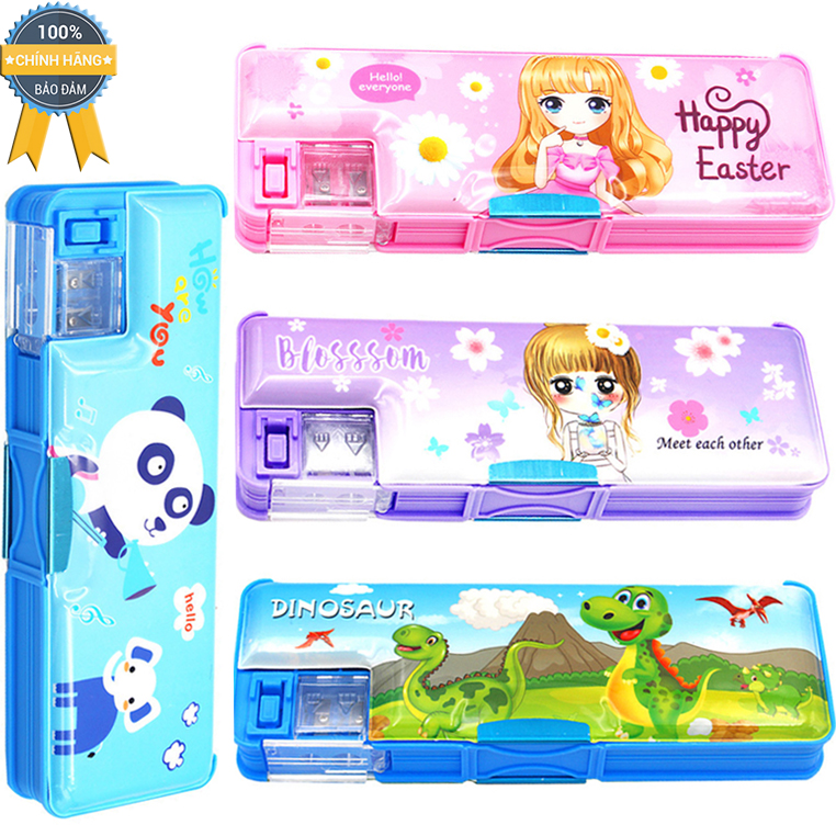 Hộp bút trẻ em đa năng 2 mặt có gọt bút chì