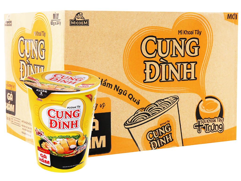 Thùng 24 ly mì khoai tây Cung Đình vị gà hầm 65g