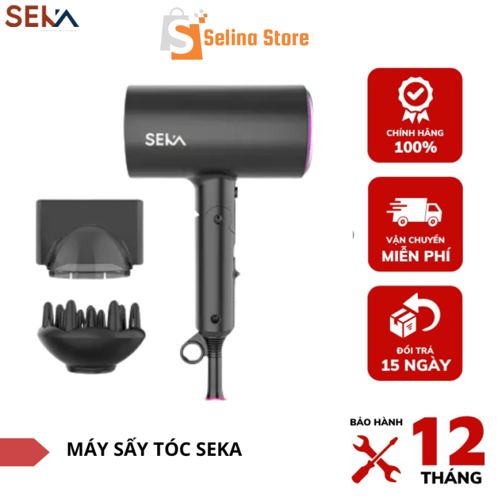 Máy sấy tóc, máy sấy tóc tạo kiểu gấp gọn seka sk-2008 công suất lớn 2200w tặng kèm loa sấy tạo kiểu, bảo hành chính hãng 12 tháng
