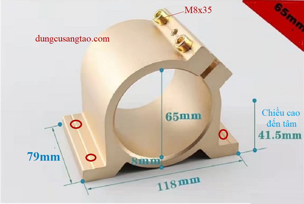 Bát giữ motor cnc 800w 65mm / bát cnc 65mm / gá spindle 65mm