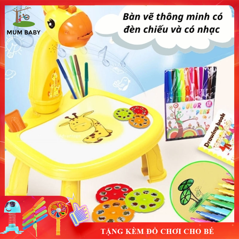 [Tặng Quà Cho Bé] Bàn vẽ Cho Bé, Bàn Vẽ Thông Minh Chiếu Tranh, Loại Lớn Có Nhạc Giúp Bé Học Vẽ Và Vui Chơi Thư Giãn, Bảo Hành 6 Tháng