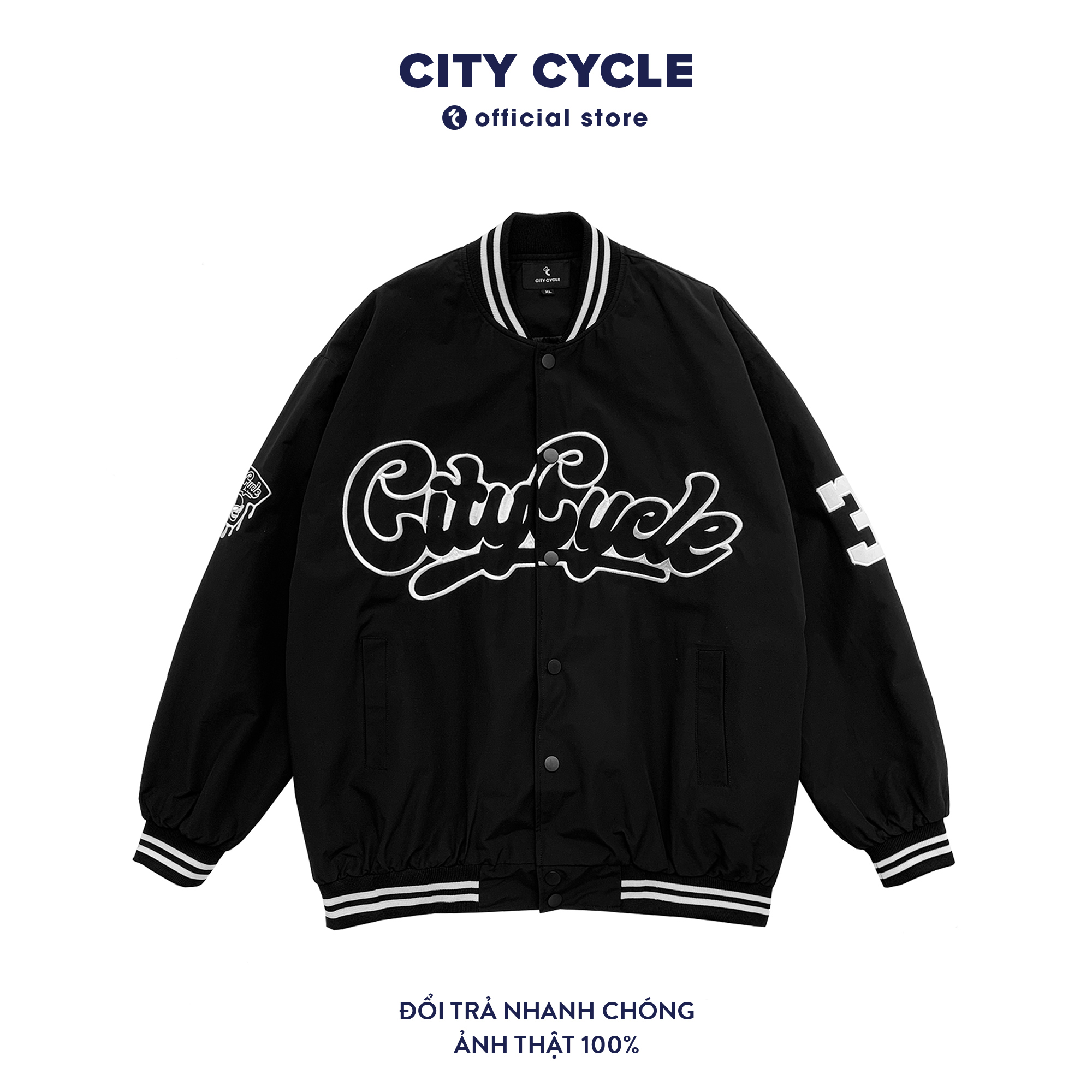 Áo khoác bomber varsity jacket City Cycle - Áo khoác bóng chày unisex form rộng Local Brand