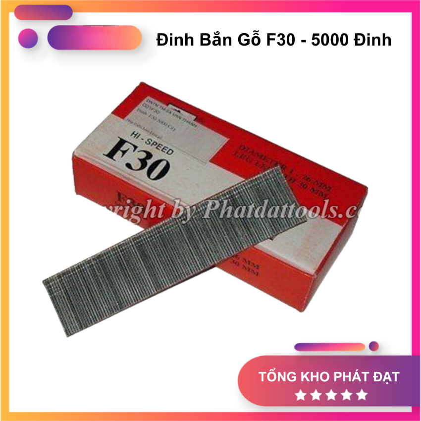 Đinh ghim bắn gỗ f30, ghim bấm gỗ f, đinh bắn gỗ dùng cho súng bắn đinh f, hộp 5000 đinh