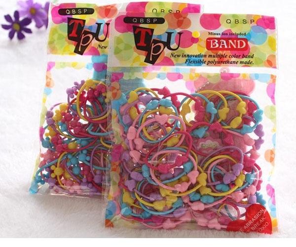 Set 100 dây buộc tóc dễ thương cho bé gái