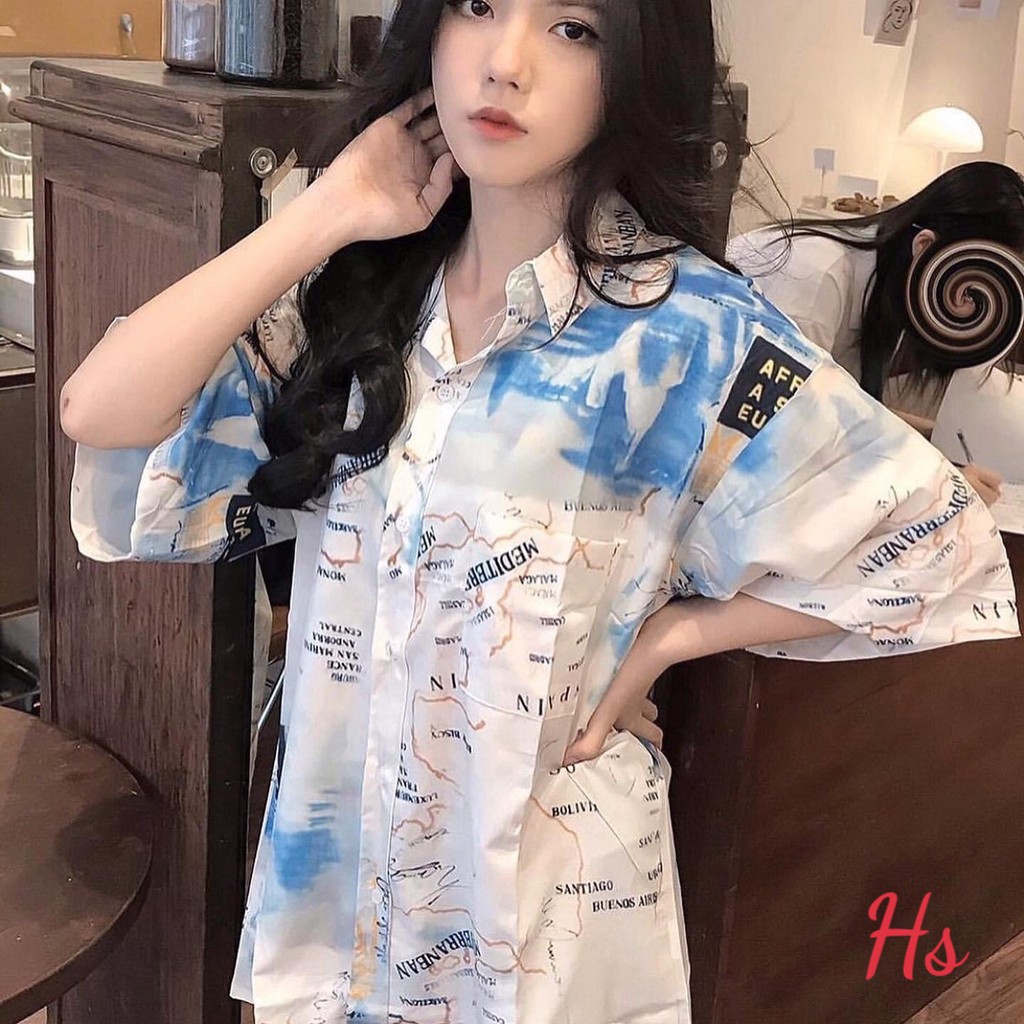 Áo Sơ Mi In Tên Nước Unisex ⚡FREESHIP⚡ Áo Form Dài Thời Trang 🦋 Áo Somi Cộc Tay Nam Nữ Dáng Rộng 🦋