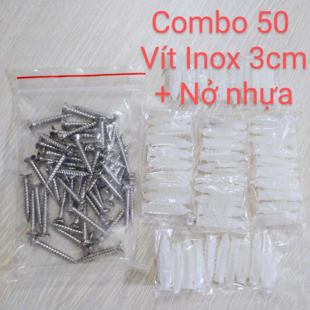 Vít Inox 3cm kèm nở nhựa