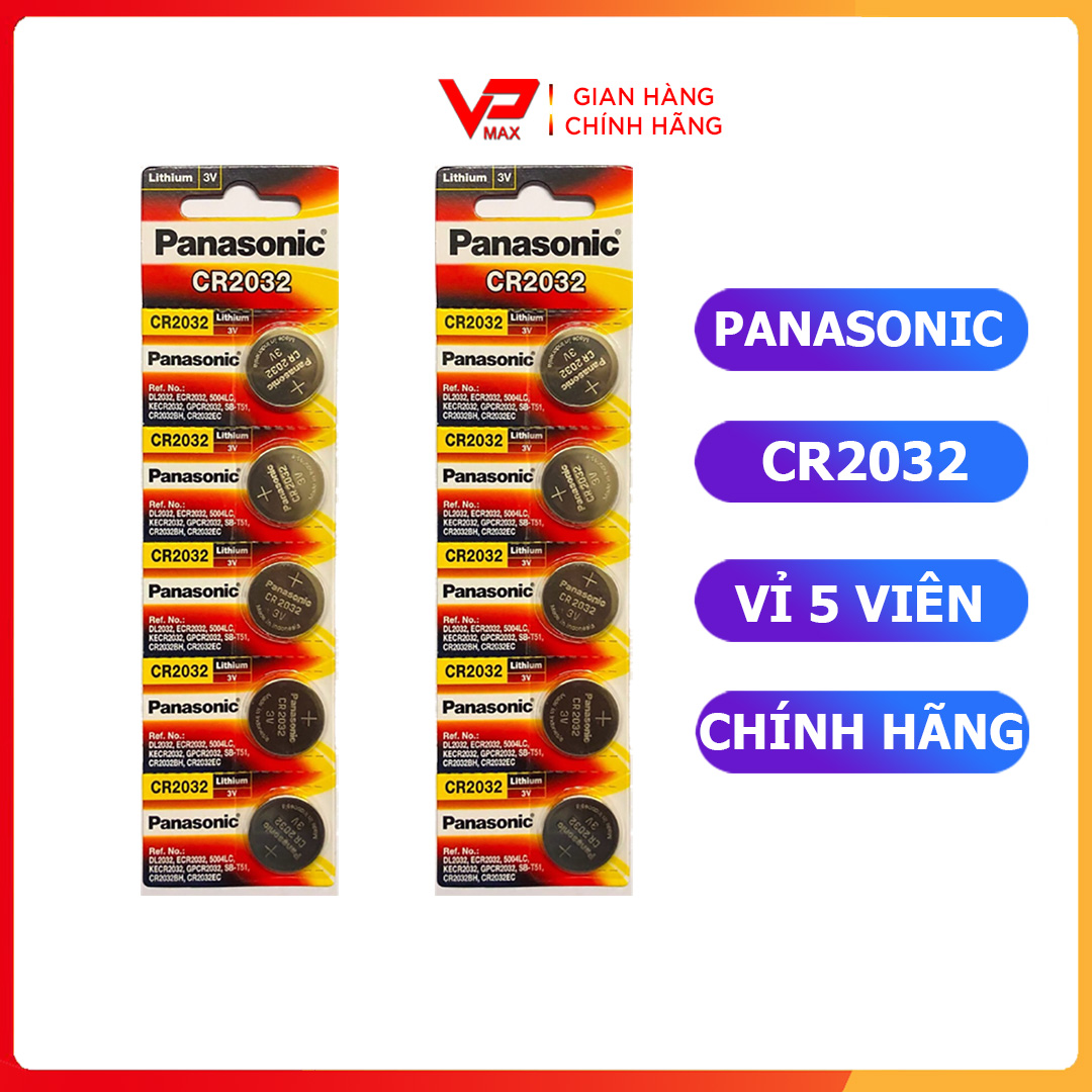 Pin nút áo Panasonic CR 2032 Lithium 3V dùng cho điều khiển từ xa chìa khóa điện tử xe ô tô máy tính cầm tay...