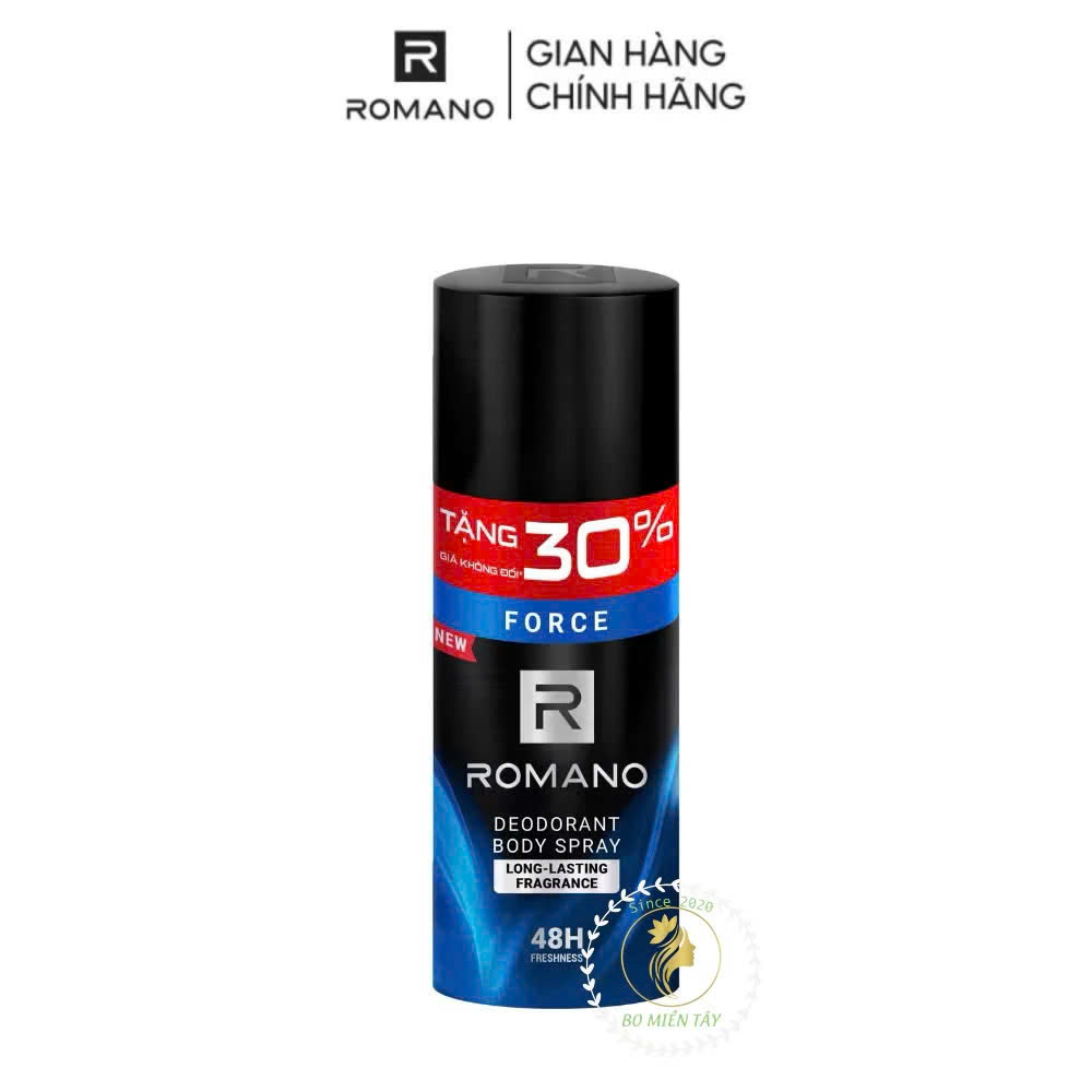 [Tăng 30% dung tích] Xịt khử mùi toàn thân Romano Classic/Attitude/Force/Gentleman/Grandiose tổng 195ml
